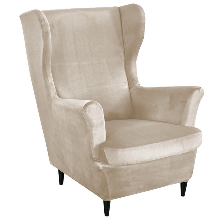 Husa pentru scaun, Ubieramy Meble, Imbracarea mobilierului, Universal, Elastic, Velur, Protectie impotriva murdariei, 100 cm, Bej