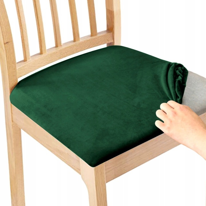 Husa pentru scaun, Ubieramy Meble, Imbracarea mobilierului, Universal, Elastic, Velur, Protectie impotriva murdariei, 40x40 cm, Verde