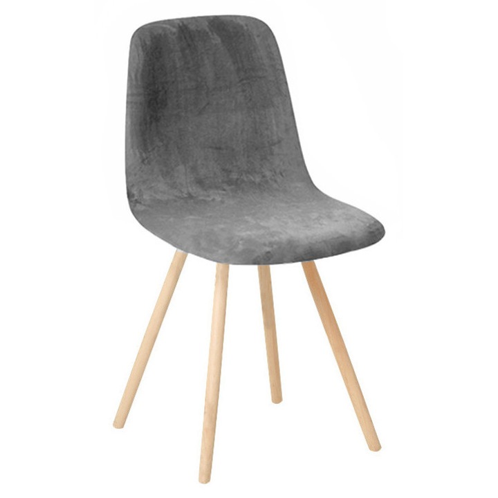 Husa Scaun Elastica, Ubieramy Meble, Velur Soft Fin La Atingere, 44x34x47cm, Gri, Eleganta Si Protectie Pentru Sufragerie Sau Bucatarie