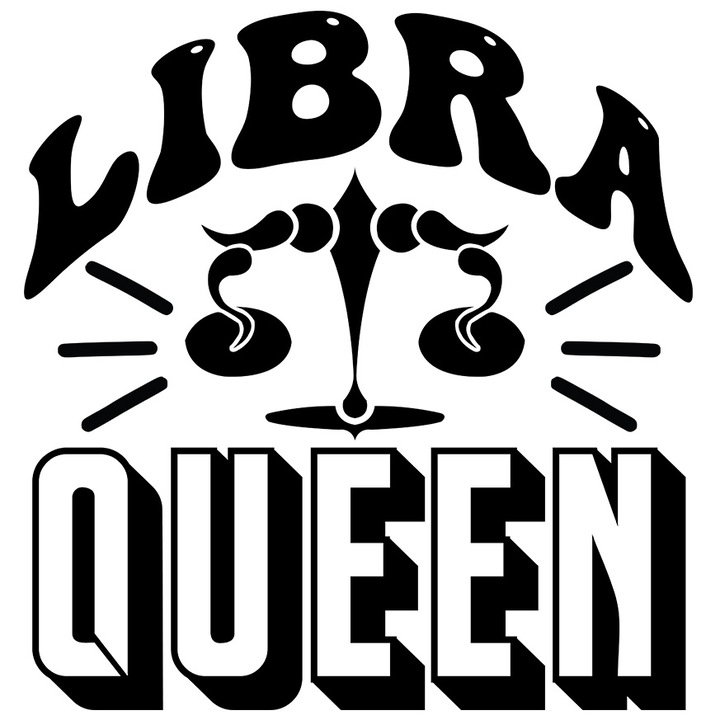 Sticker cu zodia Balanta, ilustratie, zodie, astrologie, simbol, semn, regina cu Margini Albe, PVC Vinyl 10 cm