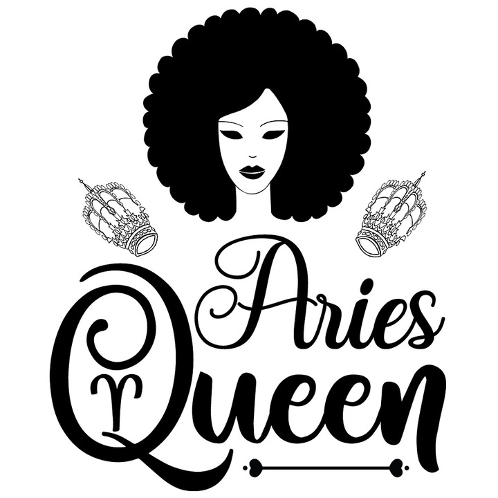 Sticker cu zodia Berbec, ilustratie, zodie, astrologie, simbol, semn, regina, portret de femeie cu Margini Albe, PVC Vinyl 10 cm