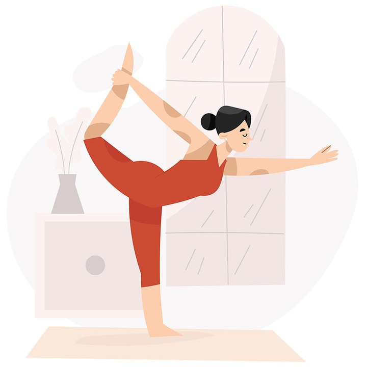 Sticker Cu Yoga, Sport, Saltea, Fereastra, Gym, Fitness, cu Margini Albe, PVC Vinyl 90 cm