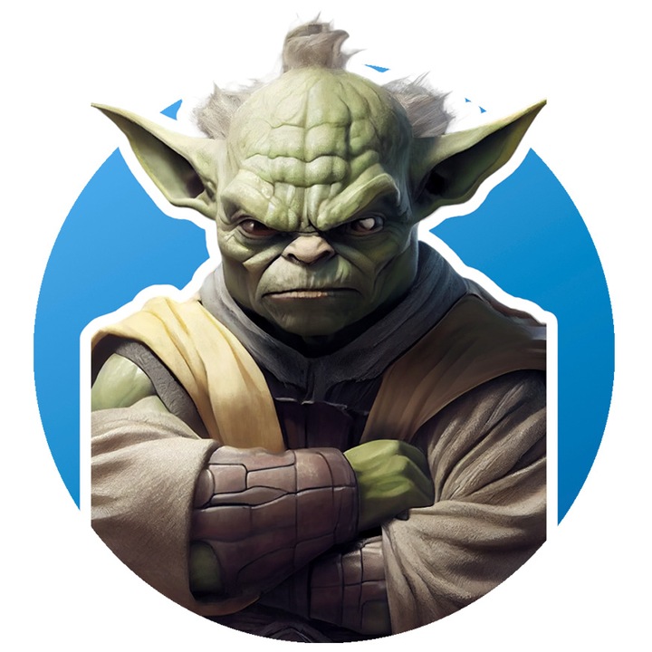Sticker Cu Yoda, Muschi, Star Wars, Iubitori De Filme, SF, cu Margini Albe, PVC Vinyl 40 cm