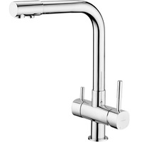 Baterie bucatarie Deante, cu racord pentru filtrul de apa, monocomanda, cu aerator, clasa debit Z 4-9 l/min, furtunuri racordare incluse, Crom