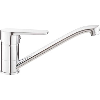 Baterie bucatarie Deante Tubo, monocomanda, cu aerator, cartus ceramic, furtunuri racordare incluse, Crom