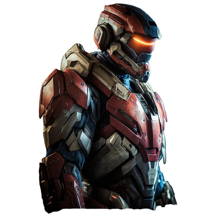 Sticker Cu Robot Puternic, Solid, Tehnologie, Joc, SF, cu Margini Albe, PVC Vinyl 10 cm