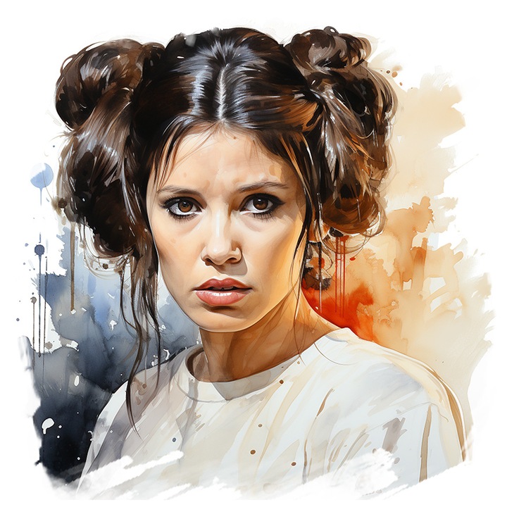 Sticker Cu Printesa Leia, Sci Fi, Jedi, Star Wars, Lider, Portret, cu Margini Albe, PVC Vinyl 40 cm