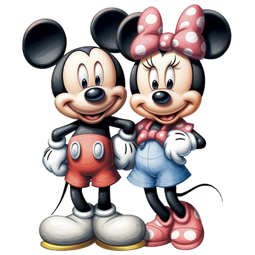 Sticker Cu Mickey Si Minnie Mouse Soarece Desene Animate Disney Cu Margini Albe Pvc Vinyl