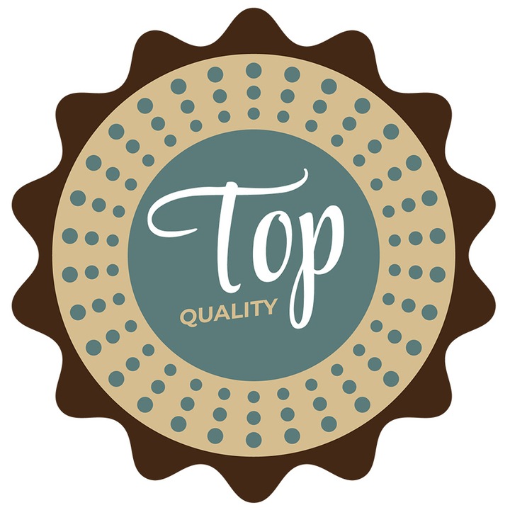 Sticker Cu Mesaj In Engleza Top Quality, Emblema, Buline, cu Margini Albe, PVC Vinyl 10 cm