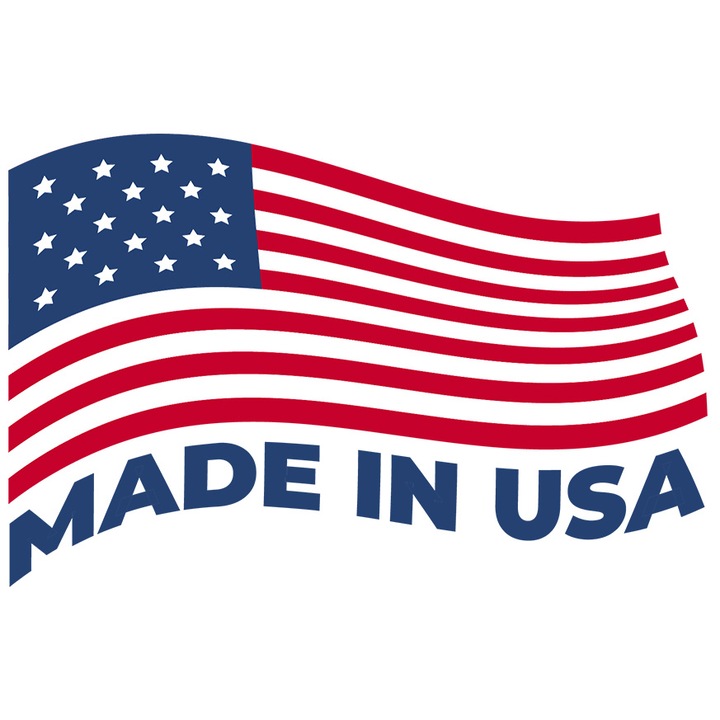 Sticker Cu Mesaj In Engleza Made In USA, Steag, America, Fabricat, cu Margini Albe, PVC Vinyl 90 cm