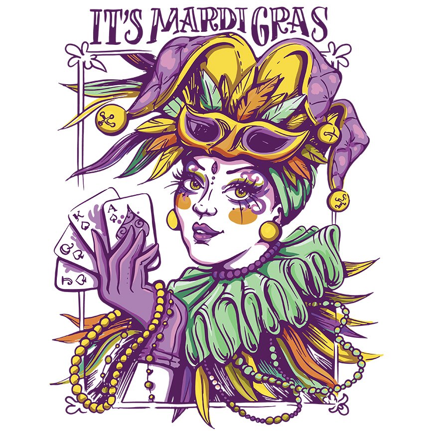 Sticker Cu Mesaj In Engleza It's Mardi Gras, Clovn, Carnaval, cu