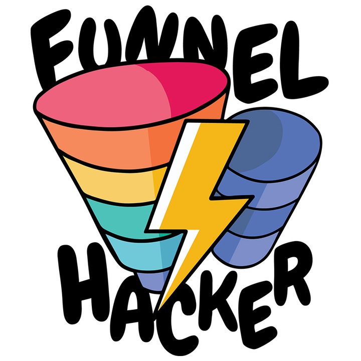 Sticker Cu Mesaj In Engleza Funnel Hacker, Fulger, Curcubeu, cu Margini Albe, PVC Vinyl 90 cm