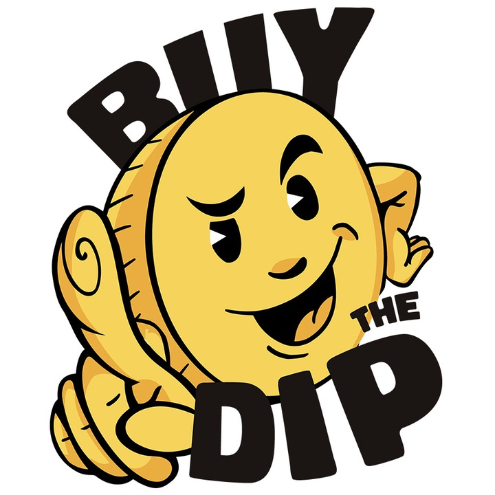 Sticker Cu Mesaj In Engleza Buy The Dip, Moneda, Deget, Maini, cu Margini Albe, PVC Vinyl 23 cm