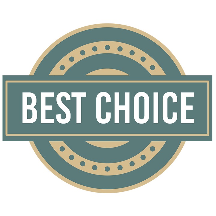 Sticker Cu Mesaj In Engleza Best Choice, Buline, Alegere, Cerc, cu Margini Albe, PVC Vinyl 10 cm