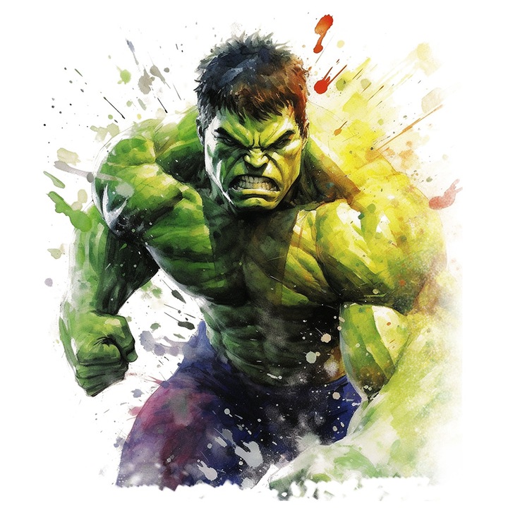 Sticker Cu Marvel, Iubitori De Benzi Desenate, Hulk, Supereroi, Bruce Banner, cu Margini Albe, PVC Vinyl 15 cm
