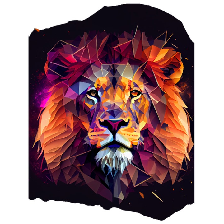 Sticker Cu Leu, Abstract, Geometric, Spatiu, cu Margini Albe, PVC Vinyl 40 cm