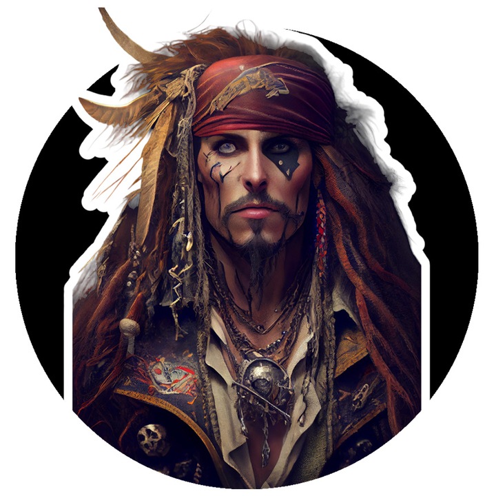 Jack Sparrow Karib-tenger kalózai film szerelmesei Johnny Depp kapitány matrica fehér szegéllyel PVC vinil 40cm