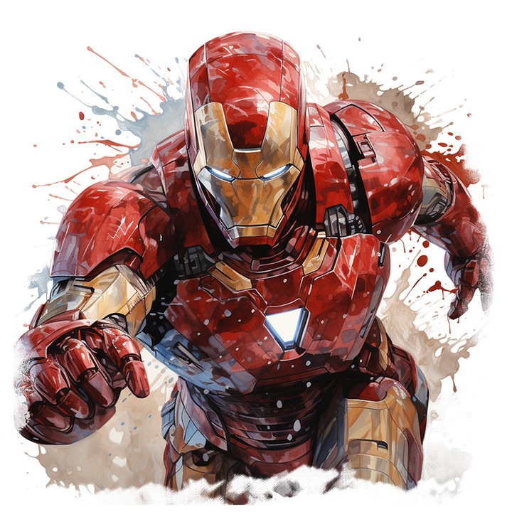 Sticker Cu Iron Man, Avengers, Marvel, Iubitori De Filme, Supereroi, cu Margini Albe, PVC Vinyl 90 cm