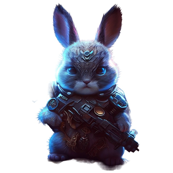 Sticker Cu Iepure, Arma, Armura, Sci-Fi, Soldat, cu Margini Albe, PVC Vinyl 90 cm