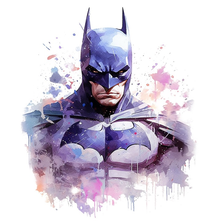 Sticker Cu DC, Batman, Supererou, Costum, Liliac, Personaj Fictiv, cu Margini Albe, PVC Vinyl 10 cm