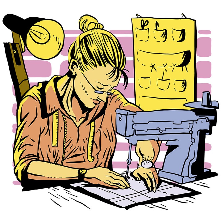 Sticker Cu Croitoreasa, Masina De Cusut, Lumina, Lampa, Hobby, cu Margini Albe, PVC Vinyl 90 cm