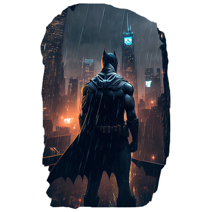 Sticker Cu Batman, Supereroi, DC, Gotham, Ploaie, Oras, Iubitori De Filme, cu Margini Albe, PVC Vinyl 15 cm