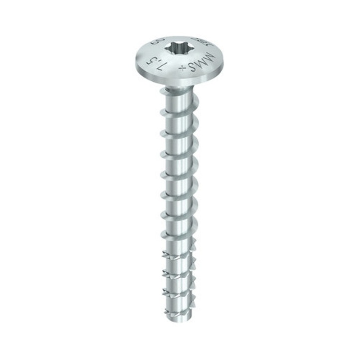 Holsuruburi Cu Fixare Directa In Beton Heco Multi-monti-plus P 7, 5x40 Mm Otel Zincat, 100 Bucati, Cap Plat