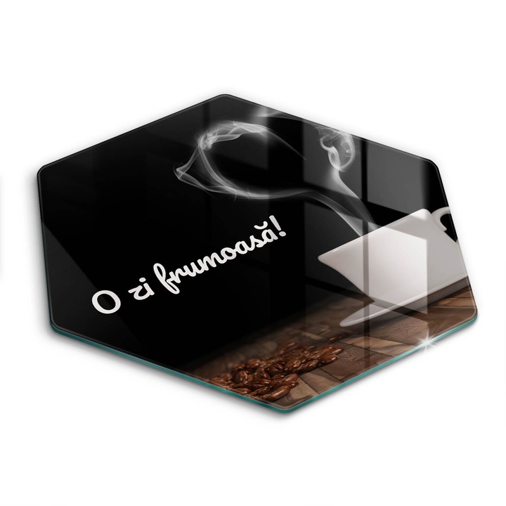 Tocatoare de bucatarie, Wallfluent, din sticla, h40cm, O zi buna!, Negru, 010010520090000274667