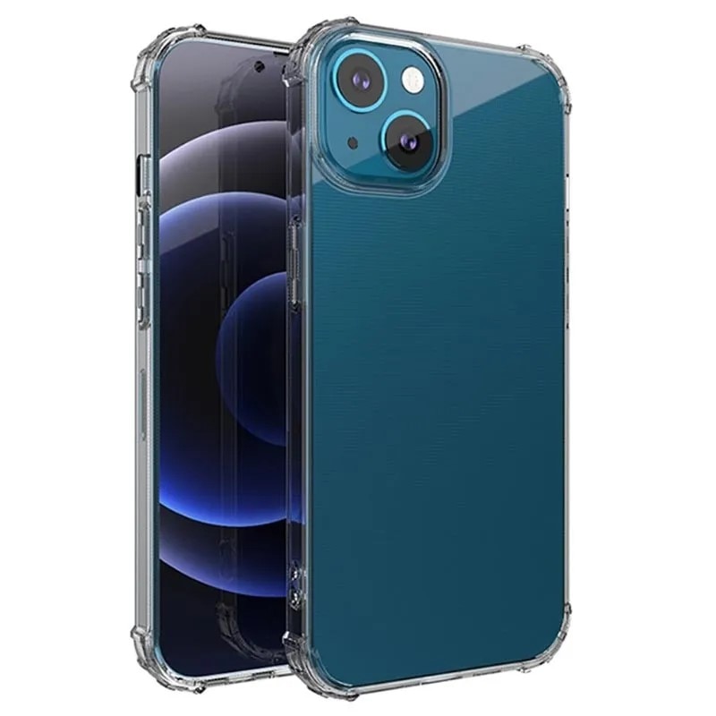 Husa protectie Mat-Tech compatibila cu iPhone 13, Protectie camera, Colturi anti-drop, Decupaje Precise, Rezistenta la impact, Margini ridicate pentru protectia ecranului, Transparenta