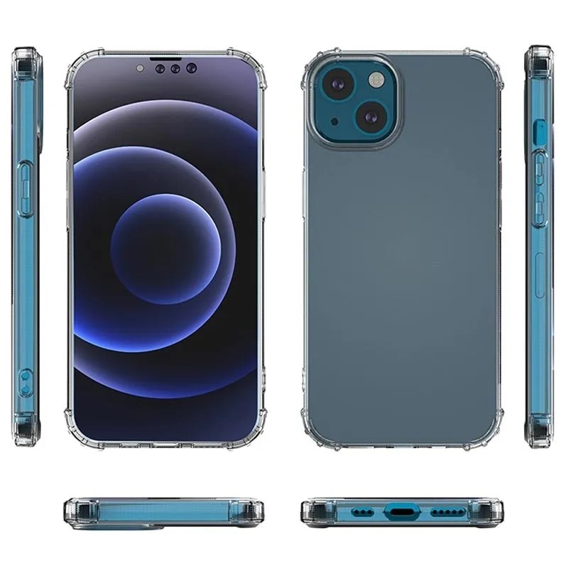 Husa protectie Mat-Tech compatibila cu iPhone 13, Protectie camera, Colturi anti-drop, Decupaje Precise, Rezistenta la impact, Margini ridicate pentru protectia ecranului, Transparenta