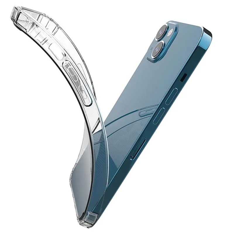 Husa protectie Mat-Tech compatibila cu iPhone 13, Protectie camera, Colturi anti-drop, Decupaje Precise, Rezistenta la impact, Margini ridicate pentru protectia ecranului, Transparenta