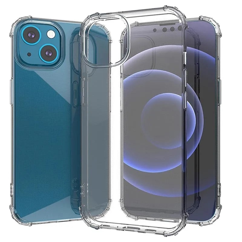 Husa protectie Mat-Tech compatibila cu iPhone 13, Protectie camera, Colturi anti-drop, Decupaje Precise, Rezistenta la impact, Margini ridicate pentru protectia ecranului, Transparenta