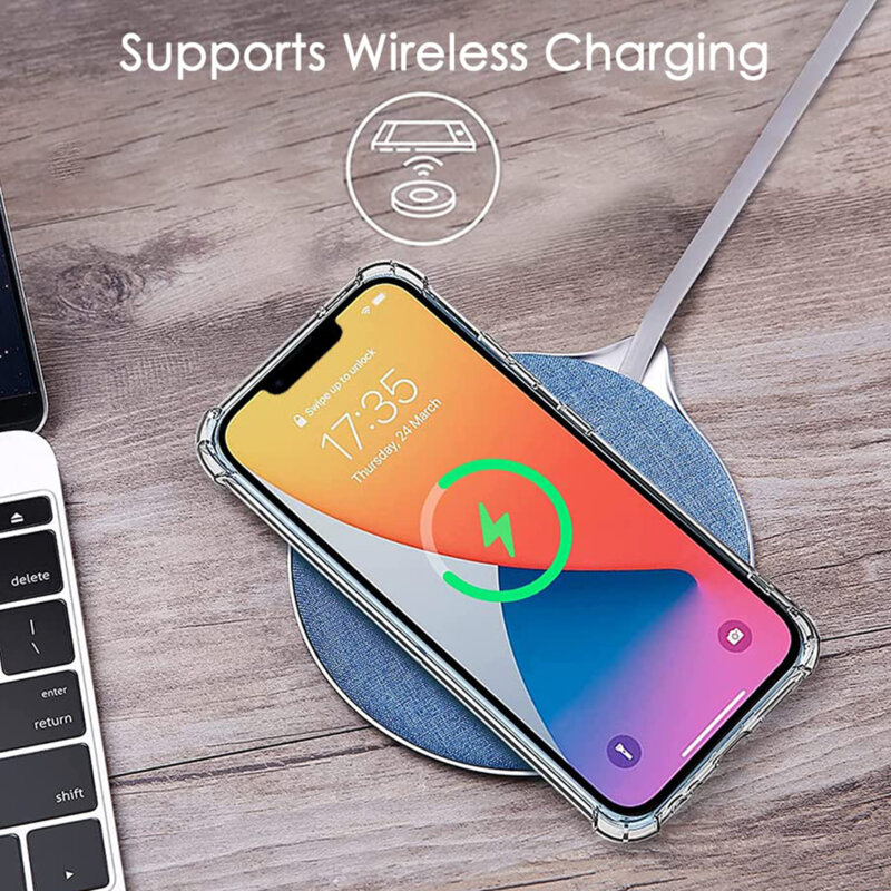 Husa protectie Mat-Tech compatibila cu iPhone 7 Plus / 8 Plus, Colturi anti-drop, Decupaje Precise, Rezistenta la impact, Margini ridicate pentru protectia ecranului, Transparenta