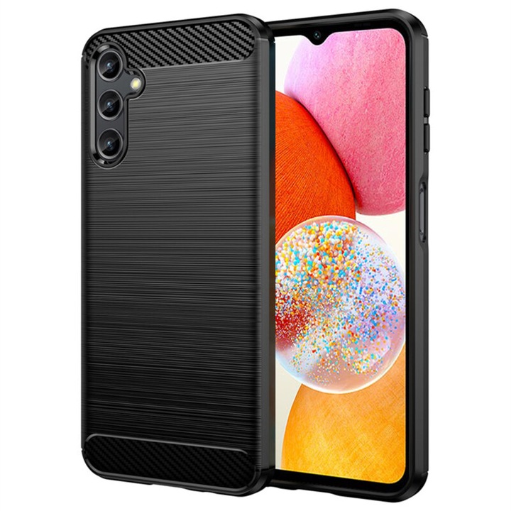 Husa protectie Mat-Tech compatibila cu Samsung Galaxy A05S, Textura Carbon, Finisaj Mat, Anti-Shock, Anti-Fingerprint, Rezistenta la impact, Negru