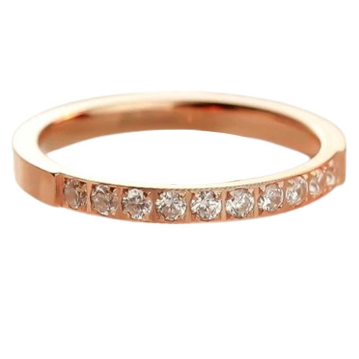 Inel Crystal, Cristale zirconiu, pentru Femei, Stainless-Steel, Rose Gold