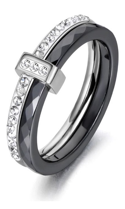 Inel Femeie, Pietre Argintii, Argintiu/Negru