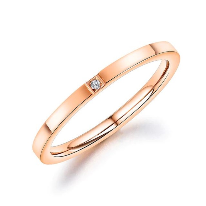 Inel Simplu, Piatra Zirconiu, Rose-Gold