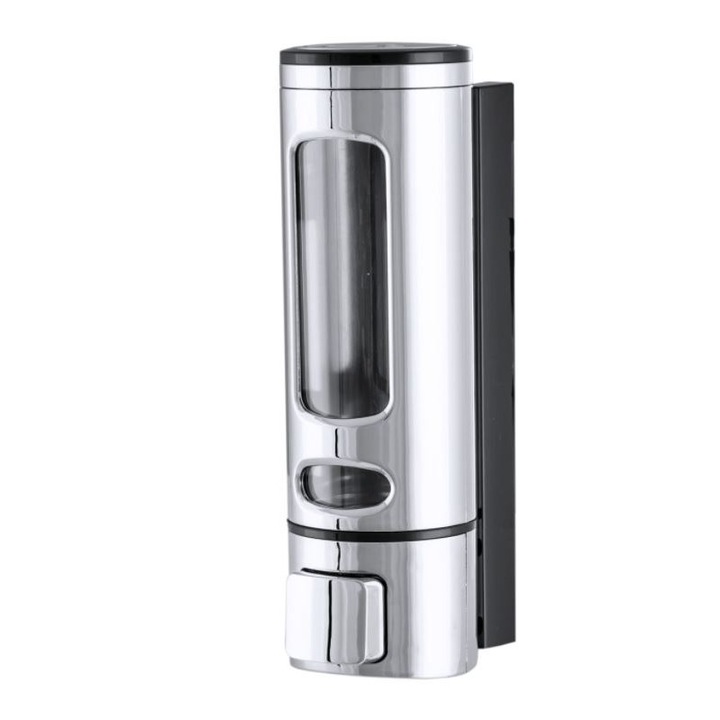 Dozator de sapun lichid, prindere pe perete, actionare manuala, 400 ml, crom