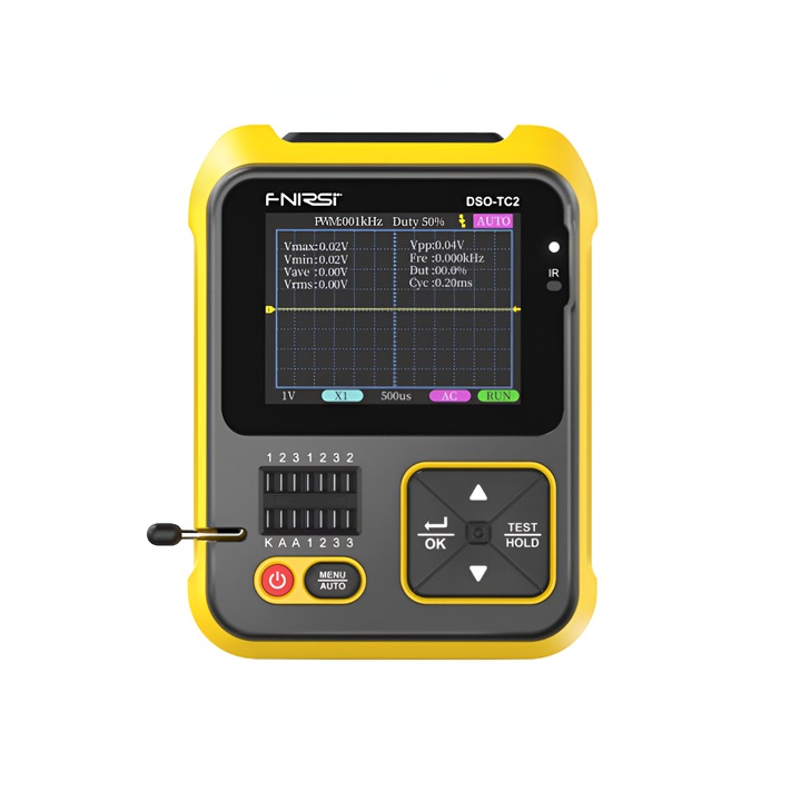 DSO-TS2 2 az 1-ben hordozható digitális oszcilloszkóp készlet, multiméter, 2,4 hüvelykes TFT képernyő, jelgenerátor, 2,5 ms/s mintavételi sebesség, jelhullám-tranzisztor tesztelő, P6100 szonda