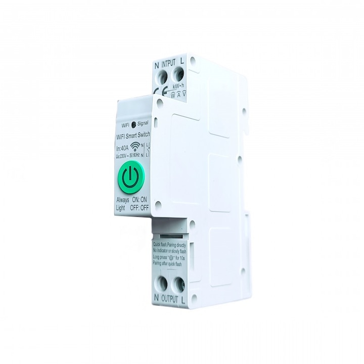 Интелигентен автоматичен предпазител, 1A-40A, WiFi, Tuya/Smartlife, 1P+N, мониторинг на консумацията, съвместим с Google Home и Alexa, модел YCSi-40WJP-1P-N-40A
