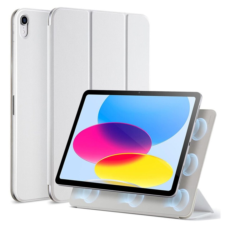 Защитен флип калъф за таблет, съвместим с Apple iPad 10 2022, 10.9", Rebound Magnetic, магнитна фиксация, екологична кожа, бял