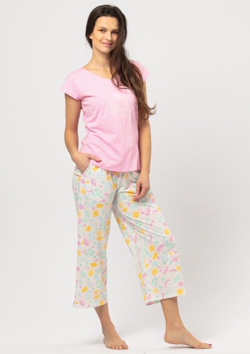 Pijama dama KEY, bumbac multicolor, Multicolor