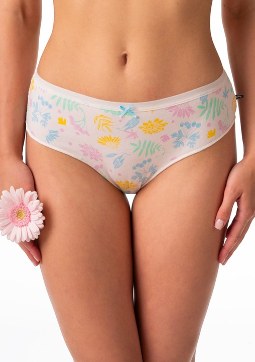 2 pár KEY midi bikini bugyi készlet, pamut elasztánnal, többszínű, Többszínű