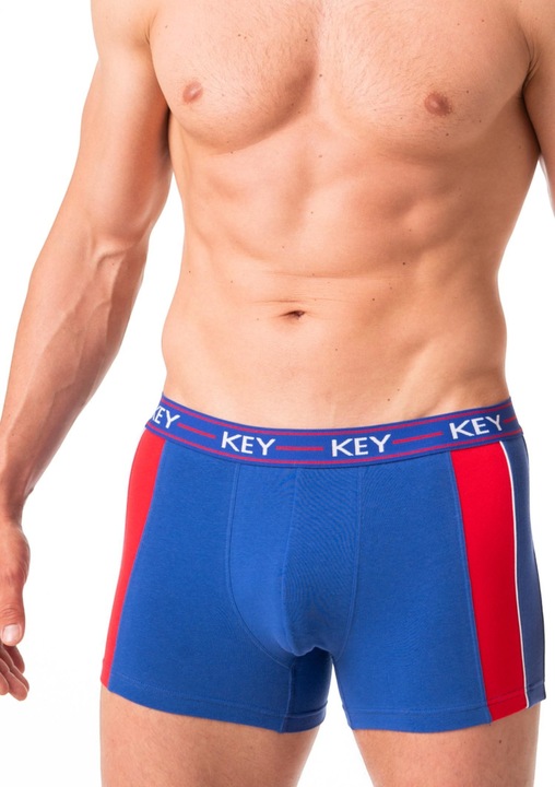 Boxeri barbati, KEY, bumbac, elastan, Rosu, Albastru, M