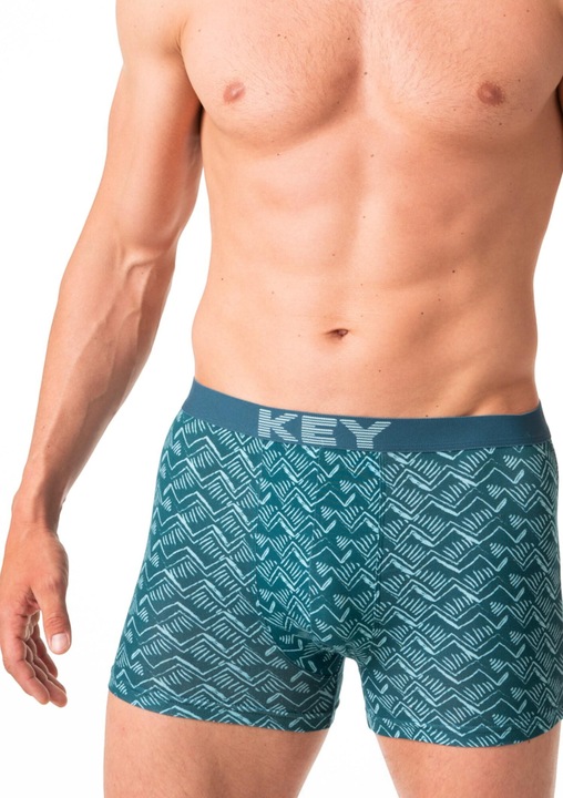 KEY férfi boxer, pamut\elasztán, dupla betétes, fekete, Többszínű, M