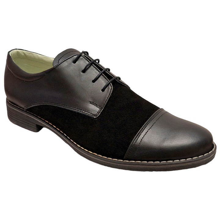 Pantofi barbati casual din piele naturala, culoare 858G, Negru
