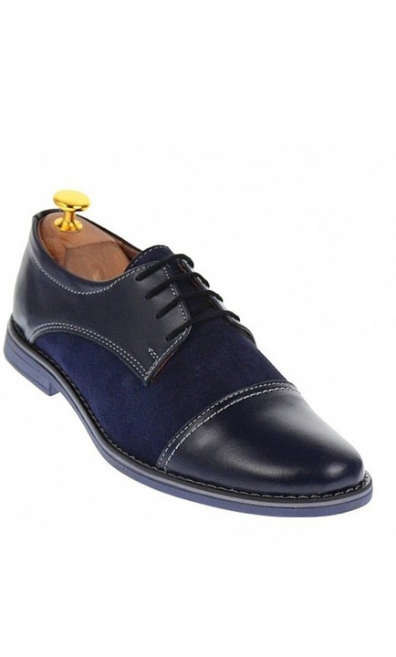 Pantofi barbati casual din piele naturala, culoare 858G, Bleumarin