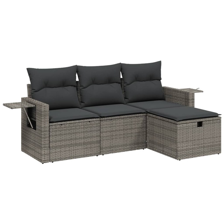 vidaXL 4 részes szürke polyrattan kerti ülőgarnitúra párnákkal 55 x 62 x 69 cm 29.8 kg