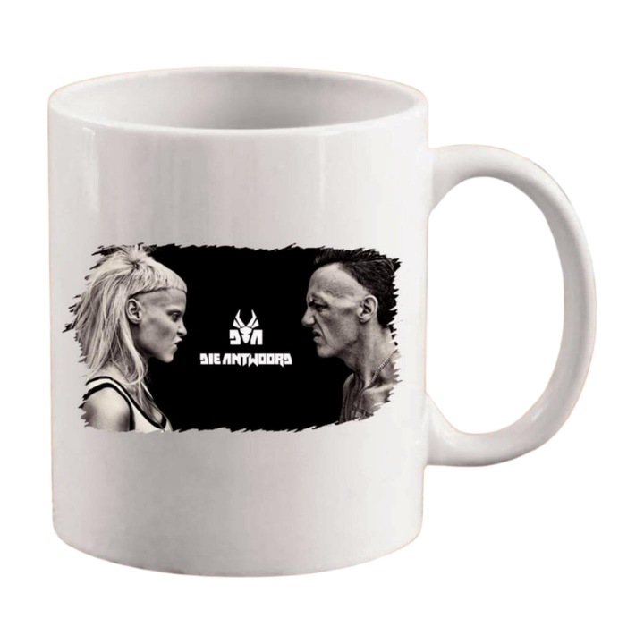 Cana cu inscriptia Die Antwoord, alba, 3 dl