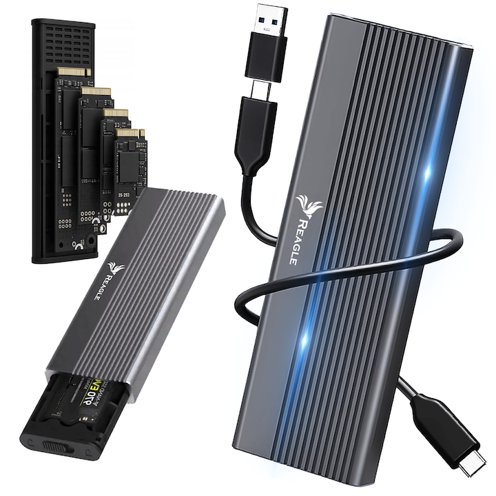 Външен шкаф NVME SSD кутия M.2 USB-C 3.2 Gen2 адаптер M2 Reagle
